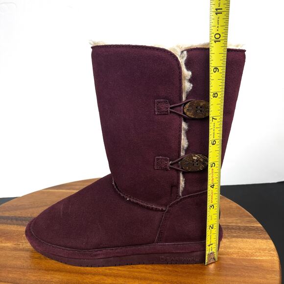 BEARPAW Lori Youth Girls Suede Pull On Boots US Size 5 Berry Purple Boot Snow - Picture 16 of 16